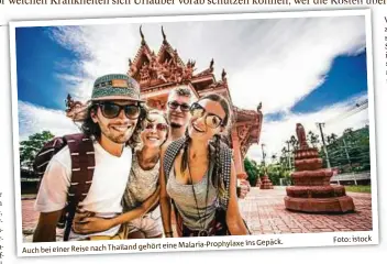  ??  ?? Gepäck. gehört eine Malaria-Prophylaxe ins
Auch bei einer Reise nach Thailand Foto: istock