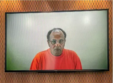  ?? PHOTO: JOHN KIRK-ANDERSON/STUFF ?? Disgraced Christchur­ch GP Rakesh Chawdhry appears in court via video link. He was sentenced to four years, three months’ imprisonme­nt for 11 counts of indecent assault and one of sexual violation of male patients.