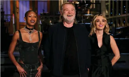  ?? ?? Left to right: musical guest Willow, host Brendan Gleeson, and Chloe Fineman. Photograph: NBC/Rosalind O'Connor/Getty Images