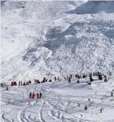  ??  ?? TIGNES: Photo shows an avalanche site in an off-piste area after an avalanche engulfed nine people. —AFP