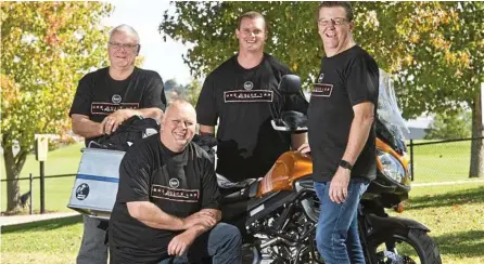  ?? PHOTO: NEV MADSEN ?? MS HELP: Set to ride 14,000km in 14 days for MS research are (from left) Ranald Cameron, Brenden Davey, Brendan Ott and Pastor Ken Wootton.