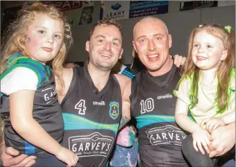  ??  ?? Fergal O’Sullivan and Kieran Donaghy with their daughters after a Garvey’s Tralee Warriors Super League game at the Tralee Sport Complex