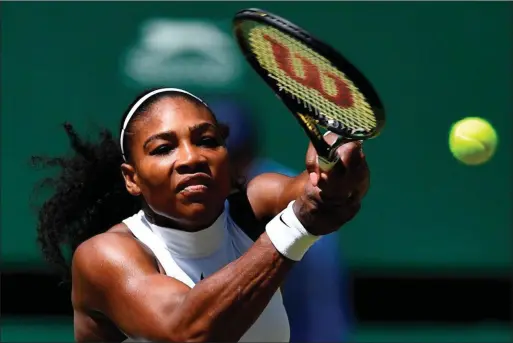  ??  ?? 2016 Women’s Wimbledon Champion Serena Williams returning a serve from her Russian opponent Elena Vesnina in the semi-finals. Asked by a journalist on her victory as to what it felt like to be regarded as “one of the greatest ever female athletes?” she...