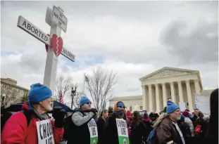  ?? — AP ?? WASHINGTON: Pro-life activists converge in front of the Supreme Court in Washington during the annual March for Life.