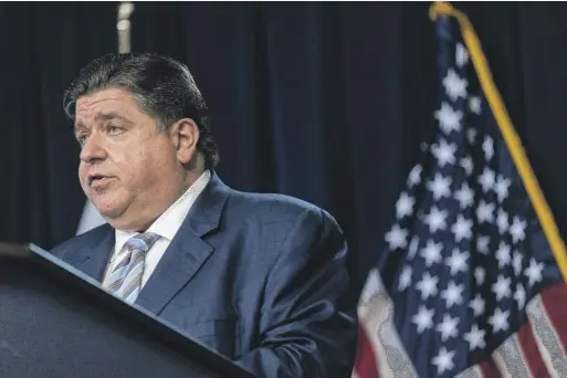  ?? ANTHONY VAZQUEZ/SUN-TIMES ?? Gov. J.B. Pritzker announced the creation of an executive director position at the Illinois Prisoner Review Board to help oversee caseloads and provide additional domestic violence prevention training.
