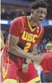  ?? AP PHoto ?? MAKING SOME NOISE: Jonah Mathews celebrates USC’s 66-65 win against SMU in the East Regional yesterday in Tulsa, Okla.