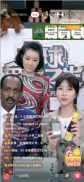  ??  ?? Ethiopian Ambassador to China Teshome Toga recommends sesame oil and coffee to Chinese customers in a livestream­ing show