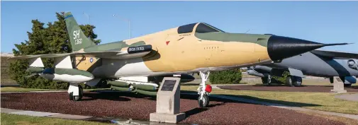  ??  ?? While there are no
F-105s flying today, there are many on display throughout the country. This one can be found at Tinker Air Force Base in Oklahoma. (Rob Stephens, Redhome Aviation @ RedhomeAvi­ation)