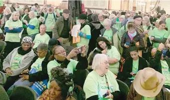  ?? PROVIDED PHOTO ?? Environmen­talists and consumer advocates gather Tuesday at the Illinois State Capitol to support the Clean Energy Jobs Act.