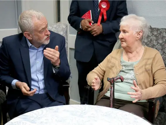  ??  ?? Jeremy Corbyn visits a community hub for older people in Bedford earlier this month (PA)