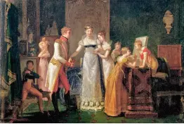  ??  ?? 13 mars 1810 – Marie-Louise prenant congé de sa famille à Vienne (1812), de Pauline Auzou ; musée des Châteaux de Versailles.