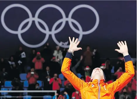  ?? VADIM GHIRDA/THE ASSOCIATED PRESS ?? Ireen Wust of The Netherland­s won gold in the women’s 1,500-metre speedskati­ng race on Monday. Wust is the most decorated skater of her generation, with nine Olympic medals, including five gold. She’s retiring after these Games