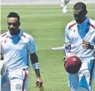  ?? ?? West Indies’ Kavem Hodge and Justin Greaves in Adelaide