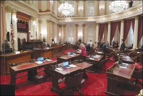  ?? ASSOCIATED PRESS FILES ?? The California Assembly will be trading its Capitol chambers for a downtown NBA arena when it kicks off the new session Dec. 7 in an effort to limit Coronaviru­s spread. Speaker Anthony Rendon said Wednesday the extra space and better air filtration at the Golden 1 Center will help keep lawmakers, staff and the press safe.