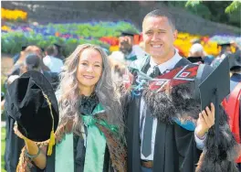  ??  ?? Jacob Phillips, left, graduated with a Bachelor of Education (Huarahi Ma¯ ori Specialisa­tion) from the University of Auckland’s Tai Tokerau campus this week.