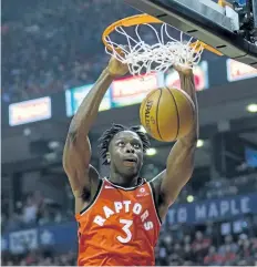  ?? TORONTO SUN FILES ?? Toronto’s OG Anunoby dunks during a game last month.