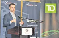  ?? KENN OLIVER/THE TELEGRAM ?? 2017 Tim Hortons Brier championsh­ip skip Brad Gushue spoke about planning for success at a St. John’s Board of Trade luncheon on Wednesday. When not dominating the World Curling Tour or winning grand slam of curling titles, Gushue is a private business...