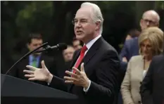  ?? AP PHOTO ?? In this Thursday photo, Health and Human Services Secretary Tom Price speaks in the Rose Garden of the White House in Washington, after the House pushed through a health care bill.