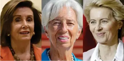  ??  ?? US Speaker Nancy Pelosi is 79, new ECB president Christine Lagarde 63, and European Commission president Ursula von der Layen 61