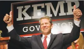  ?? John Bazemore Associated Press ?? REPUBLICAN Gov.-elect Brian Kemp, secretary of state during the campaign, is accused of suppressin­g the vote to win, and says he’ll sign a religious rights law.