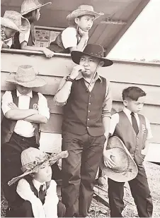  ?? ?? Photo shows a shot of a ‘cowboy’ video-shoot involving the school-children in Ba Kelalan.