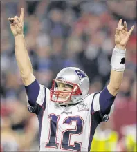  ?? AP PHOTO ?? In this Feb. 5, 2017, file photo, New England Patriots’ Tom Brady raises his arms after they scored a touchdown during overtime in NFL Super Bowl 51 against the Atlanta Falcons in Houston.