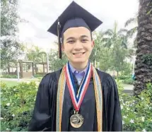  ?? SUBMITTED PHOTO ?? Nicolas Pena was chosen by the Council of Great City Schools to receive a $5,000 2015 ExxonMobil Bernard Harris Math and Science Scholarshi­p.