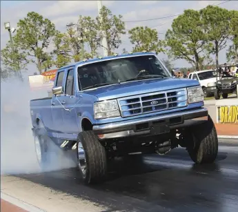  ??  ??  In his first-ever attempt at drag racing, Younce piloted his F-350 to a low-15-second quarter-mile—not bad for a truck that would’ve run 19s in stock trim. Thanks to everything he’s added to the old Ford, he can keep up with the newer trucks on the...