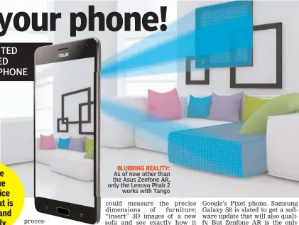  ??  ?? As of now other than the Asus Zenfone AR, only the Lenovo Phab 2 works with Tango BLURRING REALITY: