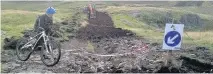  ??  ?? Outcry Some walkers and cyclists unhappy about work on the paths at Dumyat