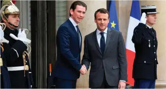  ??  ?? French President Emmanuel Macron, right, with Austrian Chancellor Sebastian Kurz in Paris