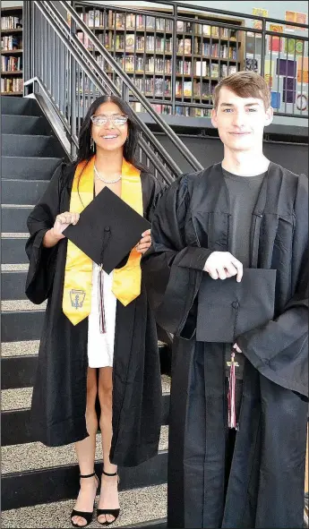  ?? TIMES photograph by Annette Beard ?? Pea Ridge High School Class of 2022 valedictor­ian Liz Vazquez and salutatori­an Landon Weston will be honored at the graduation ceremonies which begin at 2 p.m. Saturday, May 14, 2022, in the arena at Pea Ridge High School.