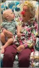  ?? ?? Resident ‘clowns around’ while celebratin­g her 100th birthday with her great grandchild.