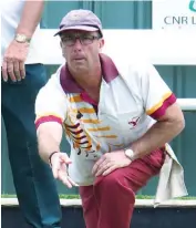  ??  ?? Drouin skip Mark Atkinson bowls his team to a 23/15 win over Warragul in division one.