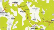  ?? GRAFIK: CORINNA KRÜGER: ?? Das ist der Streckenve­rlauf der Traumwande­rung Spaichinge­n-Beuron.
