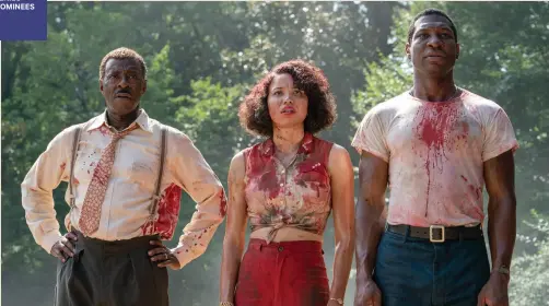  ??  ?? Above: Emmy nominees Courtney B. Vance, Jurnee Smollett and Jonathan Majors on HBO’s Lovecraft Country. Right: Wunmi Mosaku and Smollett.