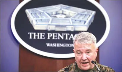  ?? (Yuri Gripas/Reuters) ?? CENTCOM CHIEF US Gen. Kenneth McKenzie called the situation with Iran ‘contested deterrence,’ meaning the Islamic Republic is deterred from further major attacks, but harassment by Iranian-backed groups continues.