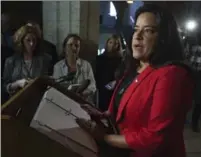  ?? ADRIAN WYLD, THE CANADIAN PRESS ?? Minister of Justice Jody Wilson-Raybould speaks with the media following caucus on Parliament Hill in Ottawa on Tuesday.