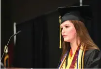  ?? ?? Randi Kittler delivers the salutatory address to Watson Chapel High School graduates.