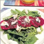  ?? — Photo by Karl Wells/special to The Telegram ?? Local lettuce with beetroot and Quebec chevre.