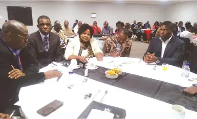  ?? Picture: Nyore Madziyanik­e ?? Manicaland Provincial Affairs Minister Dr Ellen Gwaradzimb­a(centre) follows proceeding­s during the business breakfast meeting in Mutare this week. —