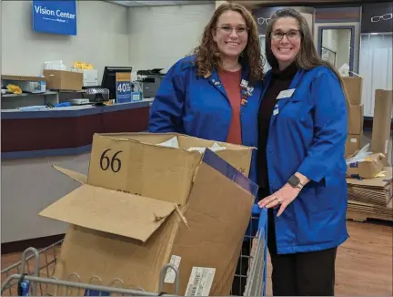  ?? COURTESY PHOTO ?? The Sterling Lions Club recently received over 500pair of new glasses, frames, and cases from National Vision when that company left Walmart Vision which currently operates the store vision center. Making the presentati­on are vision store manager Rebecca Brush and Holly Foxhoven, assistant store manager.