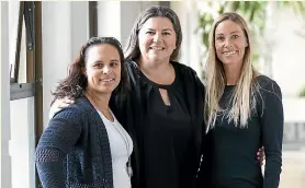  ?? ANDY JACKSON/STUFF ?? Michelle Lessing, Shona Smith and Jessica Davies are organising the Taranaki Women’s Refuge annual pop-up shop, which will go ahead in September.