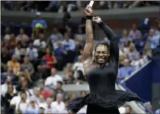  ?? ADAM HUNGER — THE ASSOCIATED PRESS ?? Serena Williams celebrates after defeating Karolina Pliskova 6-4, 6-3 during the quarterfin­als of the U.S. Open on Tuesday in New York.