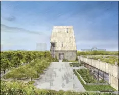  ?? OBAMA FOUNDATION VIA AP ?? This illustrati­on released in 2017 by the Obama Foundation shows plans for the proposed Obama Presidenti­al Center with a museum, rear, in Jackson Park on Chicago’s South Side.