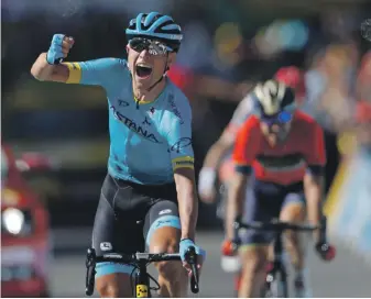  ?? Reuters ?? Danish rider Magnus Cort Nielsen celebrates after winning Stage 15 of the Tour de France