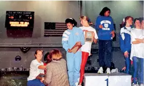  ??  ?? Ineka Cooray on the podium at the Western Athletic Conference USA