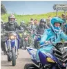  ??  ?? Hundreds of bikers unite in a mass ride in July in tribute to murdered oil worker Steven Donaldson.