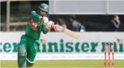  ??  ?? DUBLIN: Bangladesh’s Tamim Iqbal bats during the fourth ODI match of the Ireland TriNation Series between Ireland and Bangladesh at the Malahide Cricket Club. —AFP