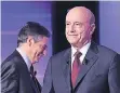  ?? FOTO: DPA ?? François Fillon (l.) und Alain Juppé bei einer TV-Debatte im November.